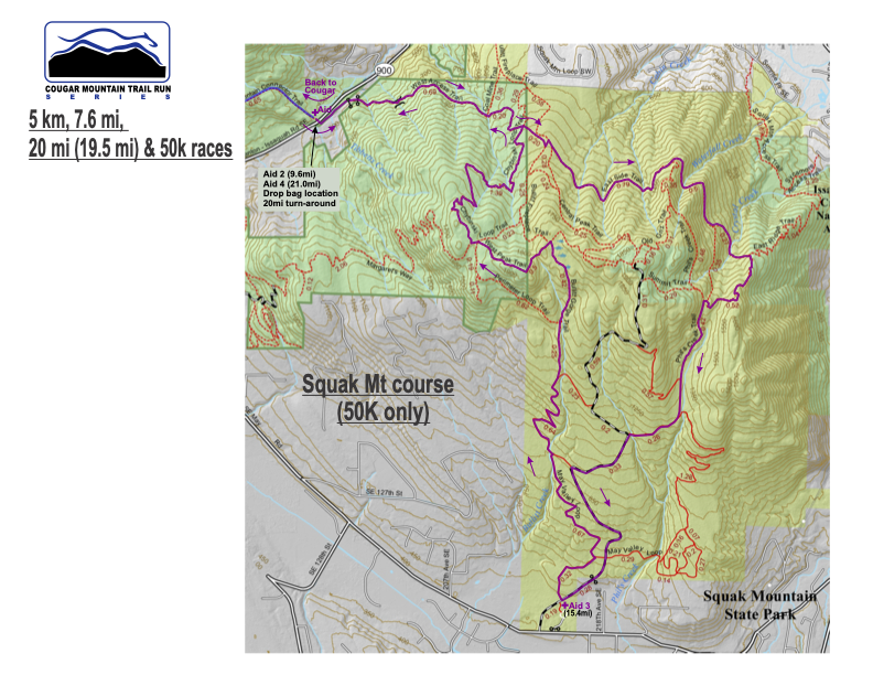 Map of October race, Squak Mountain section